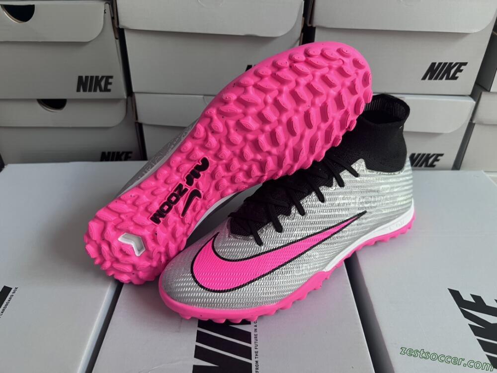 Nike Mercurial Superfly 8 Elite TF High-Tops Soccer Shoes - Grey/Black/Pink