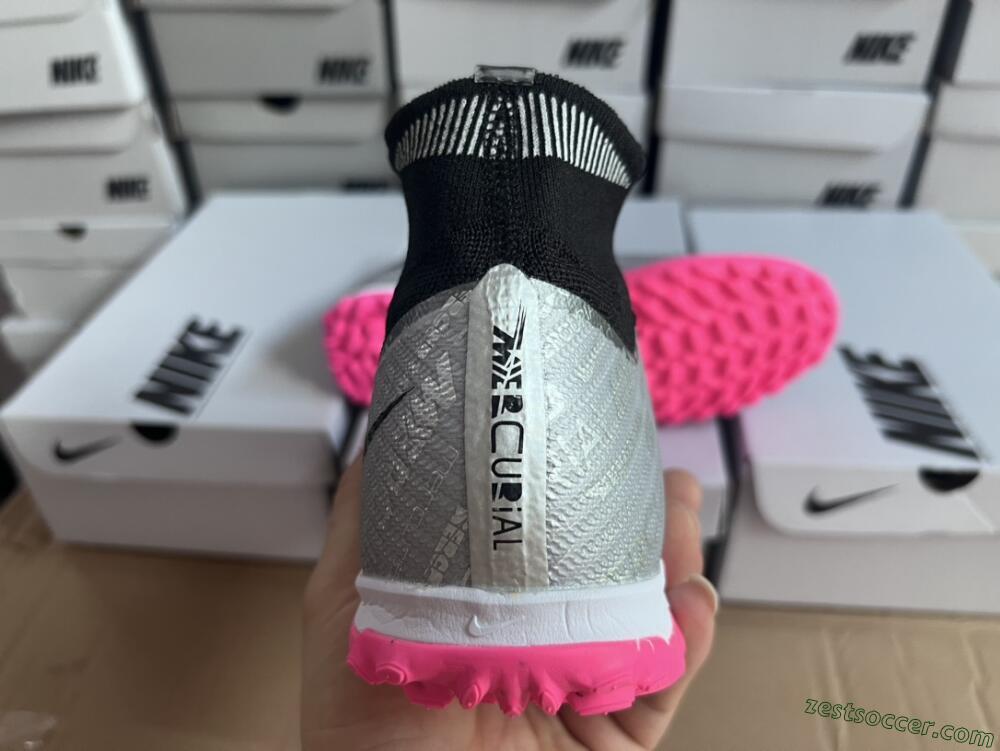 Nike Mercurial Superfly 8 Elite TF High-Tops Soccer Shoes - Grey/Black/Pink