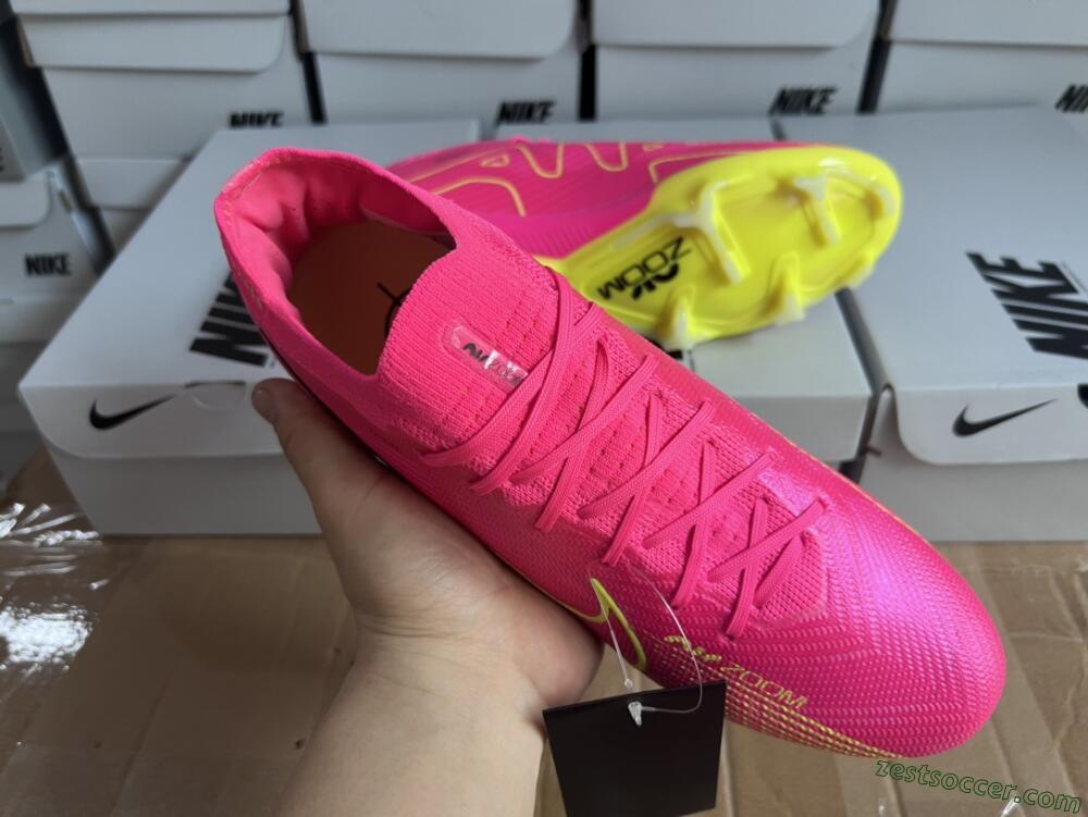 Nike Air Zoom Mercurial Vapor 15 Elite FG Low-Tops Soccer Cleats - Pink/Green