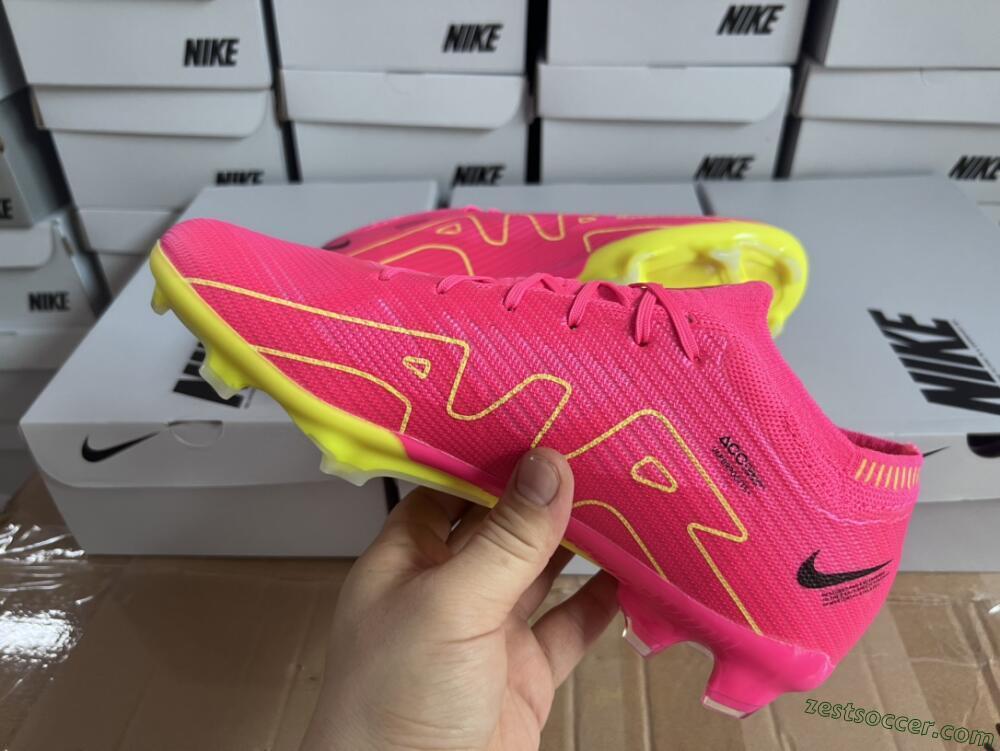 Nike Air Zoom Mercurial Vapor 15 Elite FG Low-Tops Soccer Cleats - Pink/Green