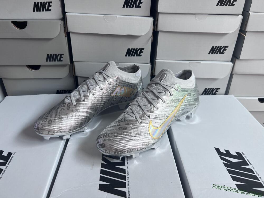 Nike Air Zoom Mercurial Vapor 15 Elite FG Low-Tops Soccer Cleats - Silver/Gold