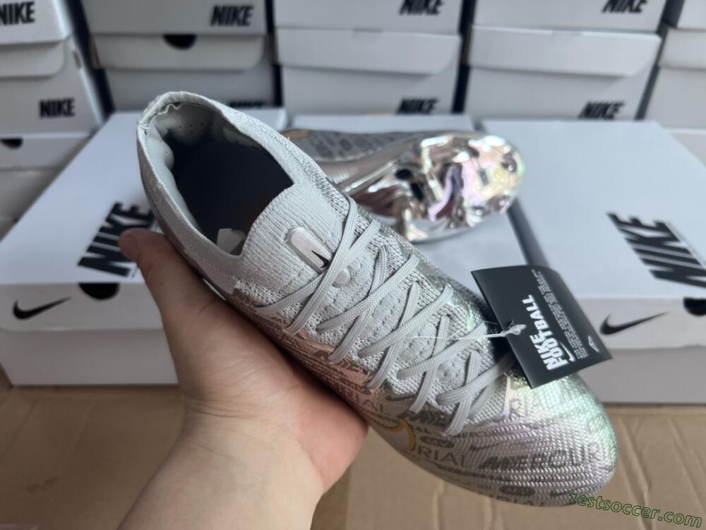 Nike Air Zoom Mercurial Vapor 15 Elite FG Low-Tops Soccer Cleats - Silver/Gold