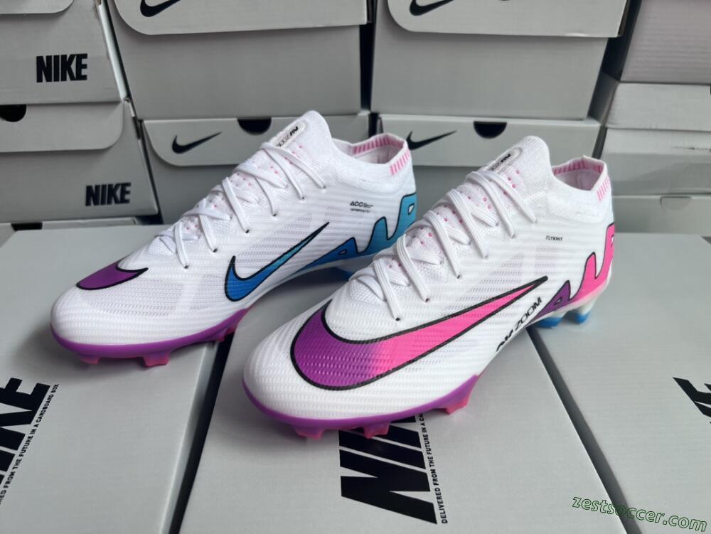 Nike Air Zoom Mercurial Vapor 15 Elite FG Low-Tops Soccer Cleats - White/Pink/Purple