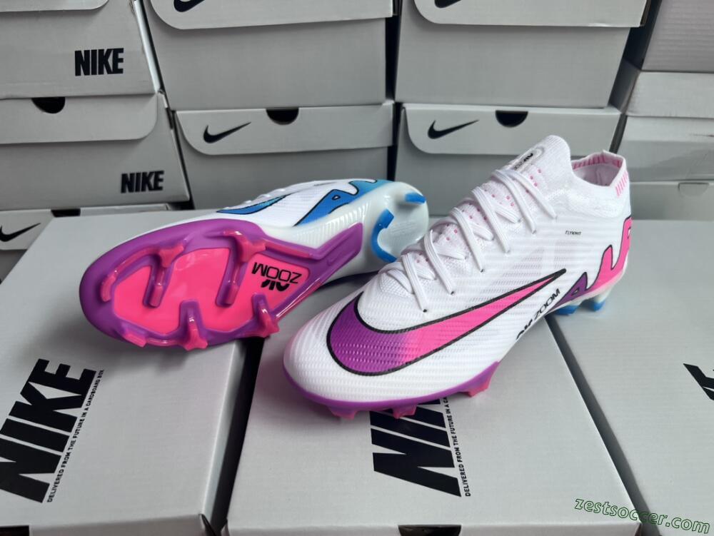 Nike Air Zoom Mercurial Vapor 15 Elite FG Low-Tops Soccer Cleats - White/Pink/Purple