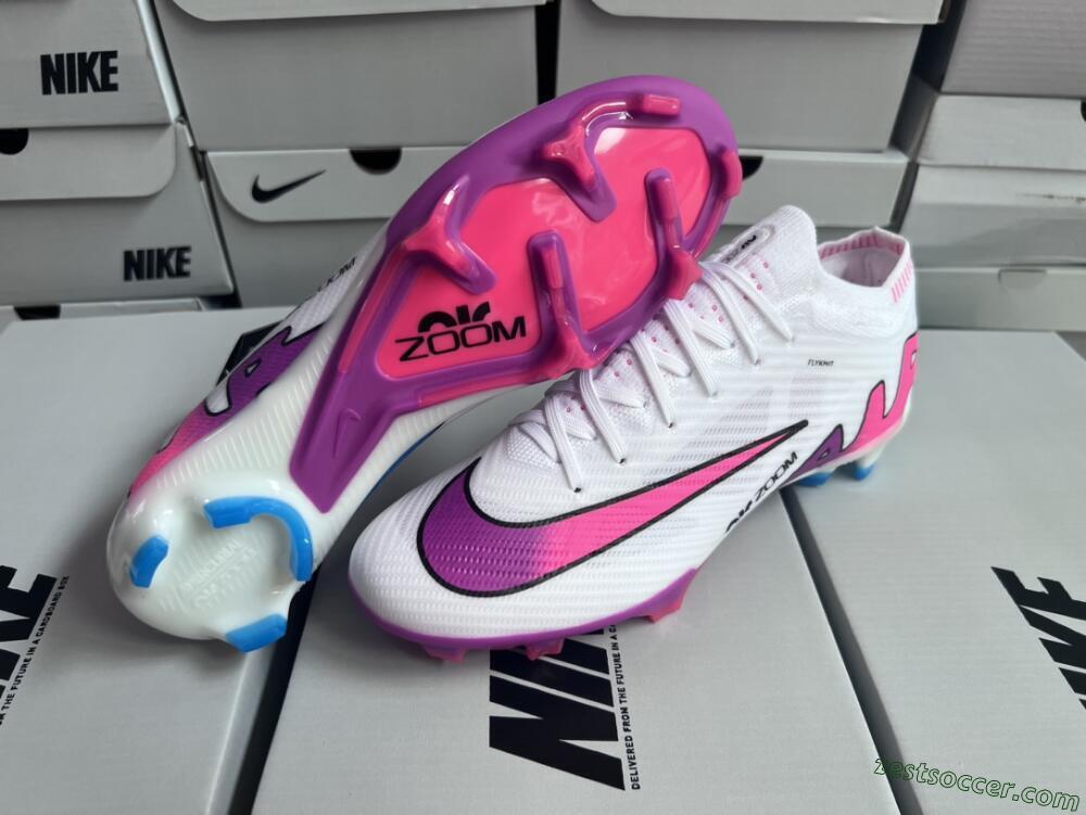 Nike Air Zoom Mercurial Vapor 15 Elite FG Low-Tops Soccer Cleats - White/Pink/Purple