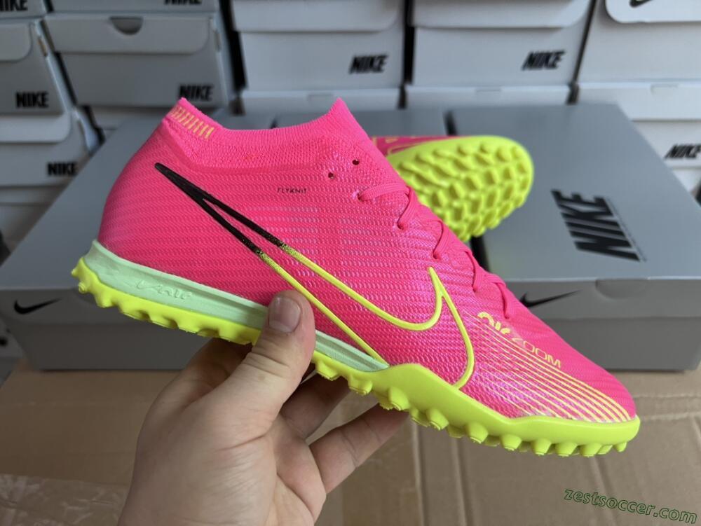 Nike Air Zoom Mercurial Vapor 15 Elite TF Low-Tops Soccer Shoes - Pink/Green/Black