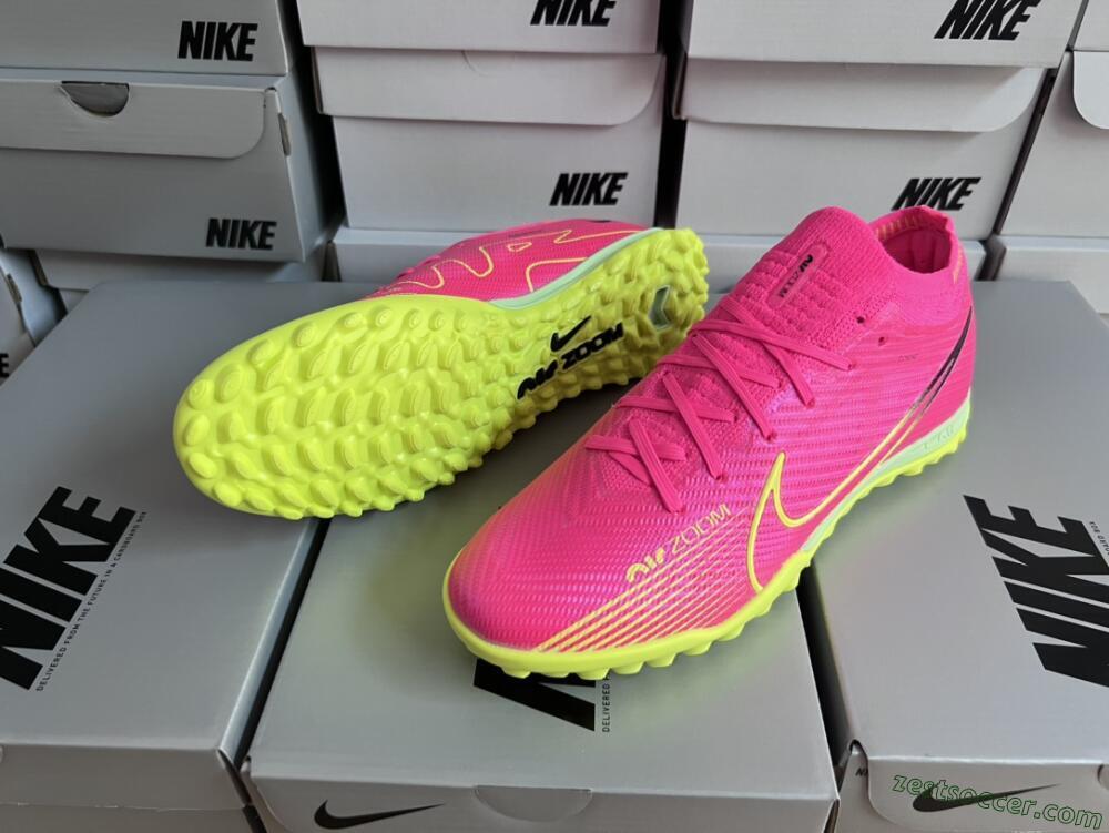 Nike Air Zoom Mercurial Vapor 15 Elite TF Low-Tops Soccer Shoes - Pink/Green/Black