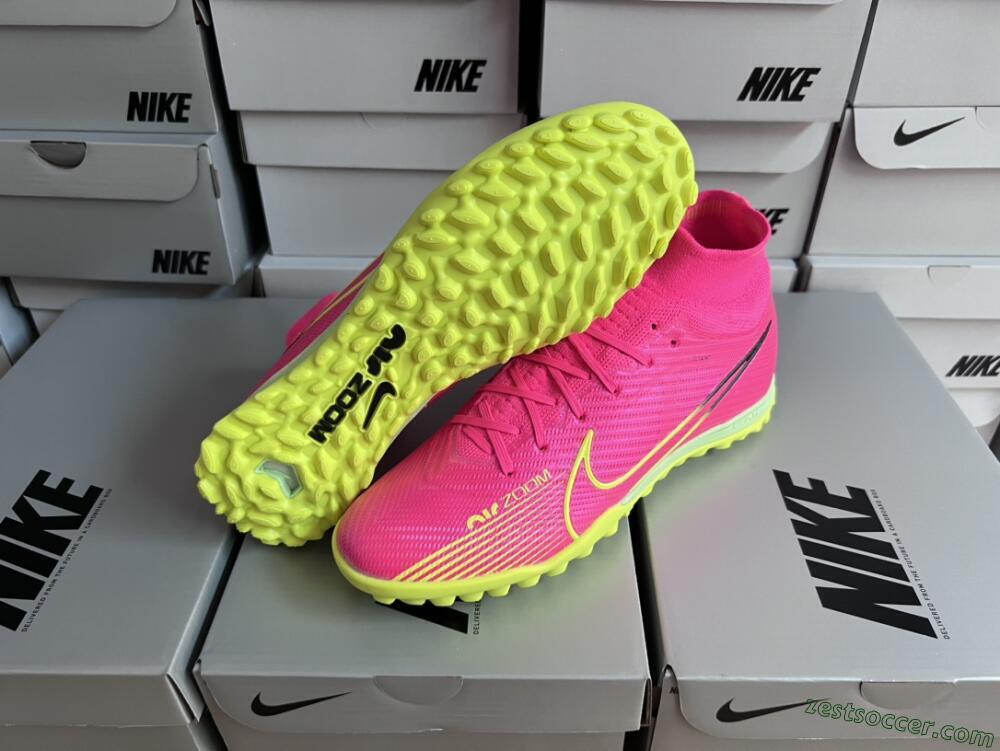Nike Air Zoom Mercurial Superfly 9 Elite TF High-Tops Soccer Shoes - Pink/Green/Black