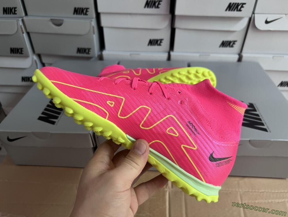 Nike Air Zoom Mercurial Superfly 9 Elite TF High-Tops Soccer Shoes - Pink/Green/Black