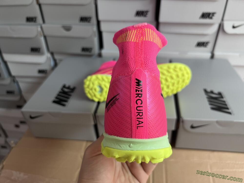 Nike Air Zoom Mercurial Superfly 9 Elite TF High-Tops Soccer Shoes - Pink/Green/Black