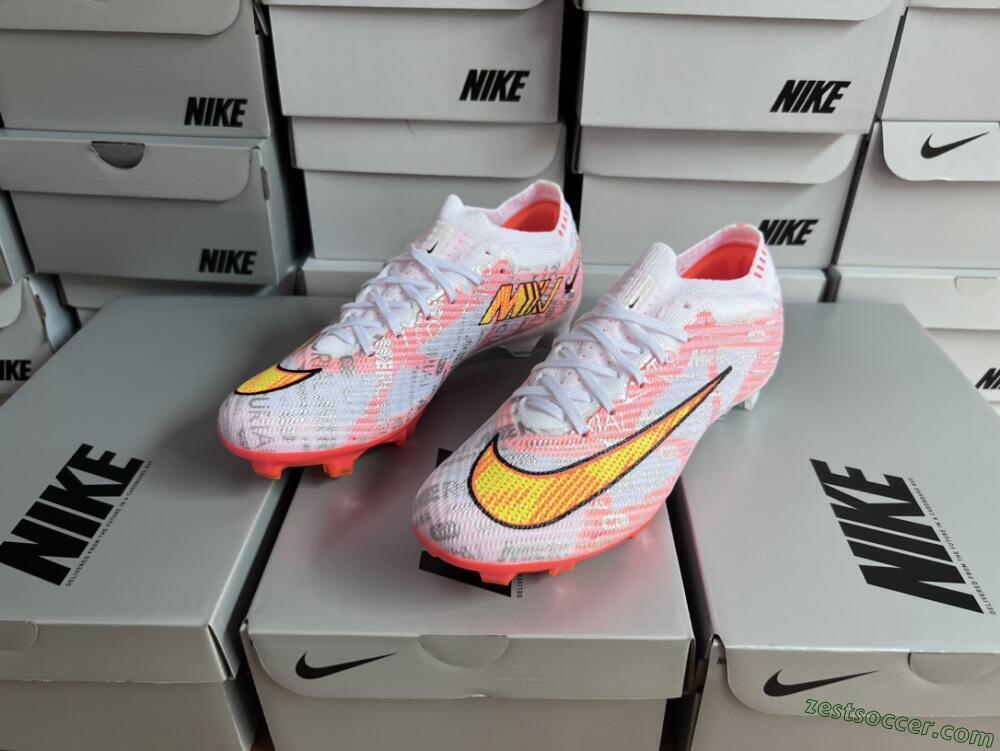 Nike Air Zoom Mercurial Vapor 15 Elite FG Low-Tops Soccer Cleats - White/Orange/Sliver