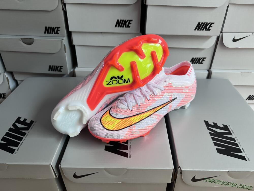 Nike Air Zoom Mercurial Vapor 15 Elite FG Low-Tops Soccer Cleats - White/Orange/Sliver