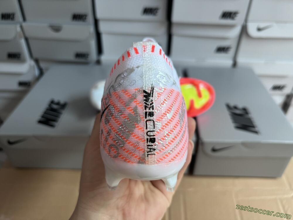 Nike Air Zoom Mercurial Vapor 15 Elite FG Low-Tops Soccer Cleats - White/Orange/Sliver