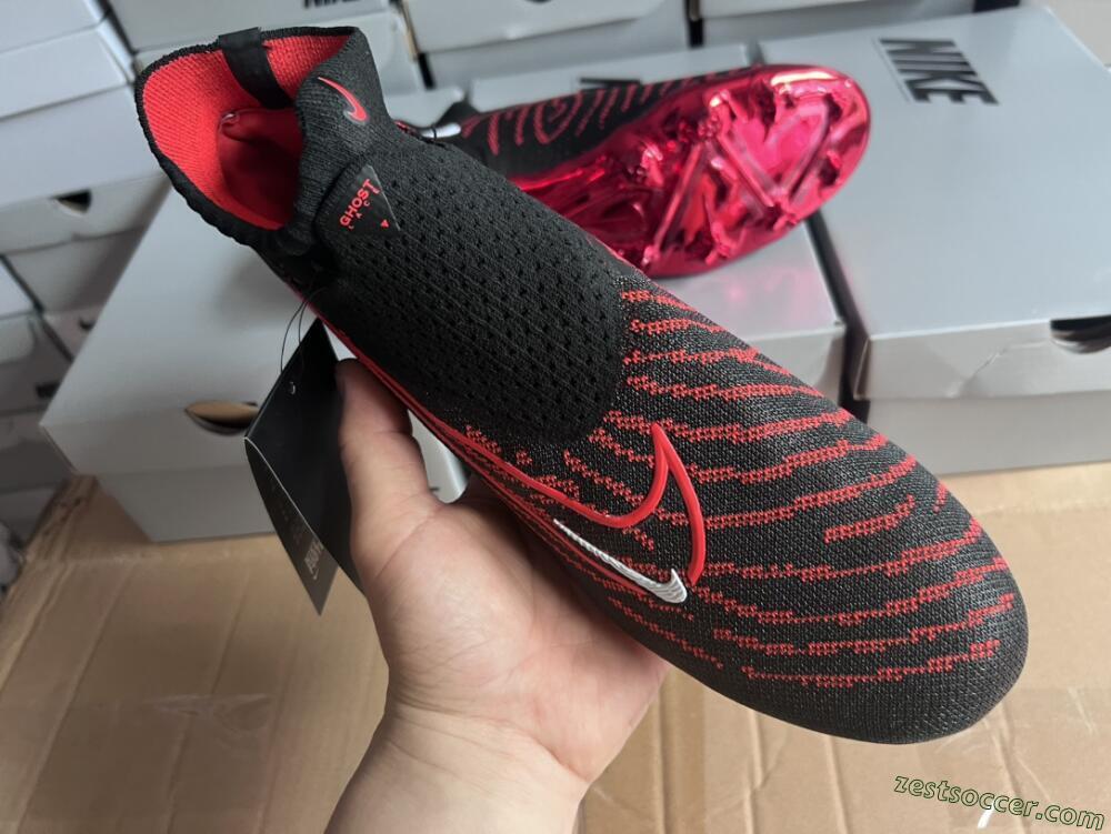 Nike Phantom GX Elite DF Link FG High-Tops Soccer Cleats - Black/Red/White