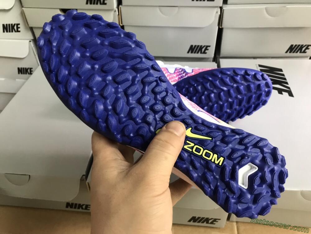 Nike Air Zoom Mercurial Superfly 9 Elite TF High-Tops Soccer Shoes - White/Blue/Pink