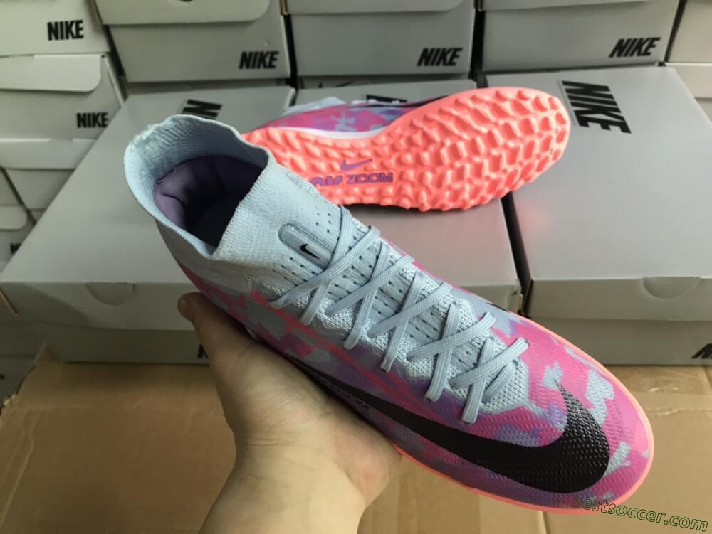 Nike Air Zoom Mercurial Superfly 9 Elite TF High-Tops Soccer Shoes - Blue/Purple/Red