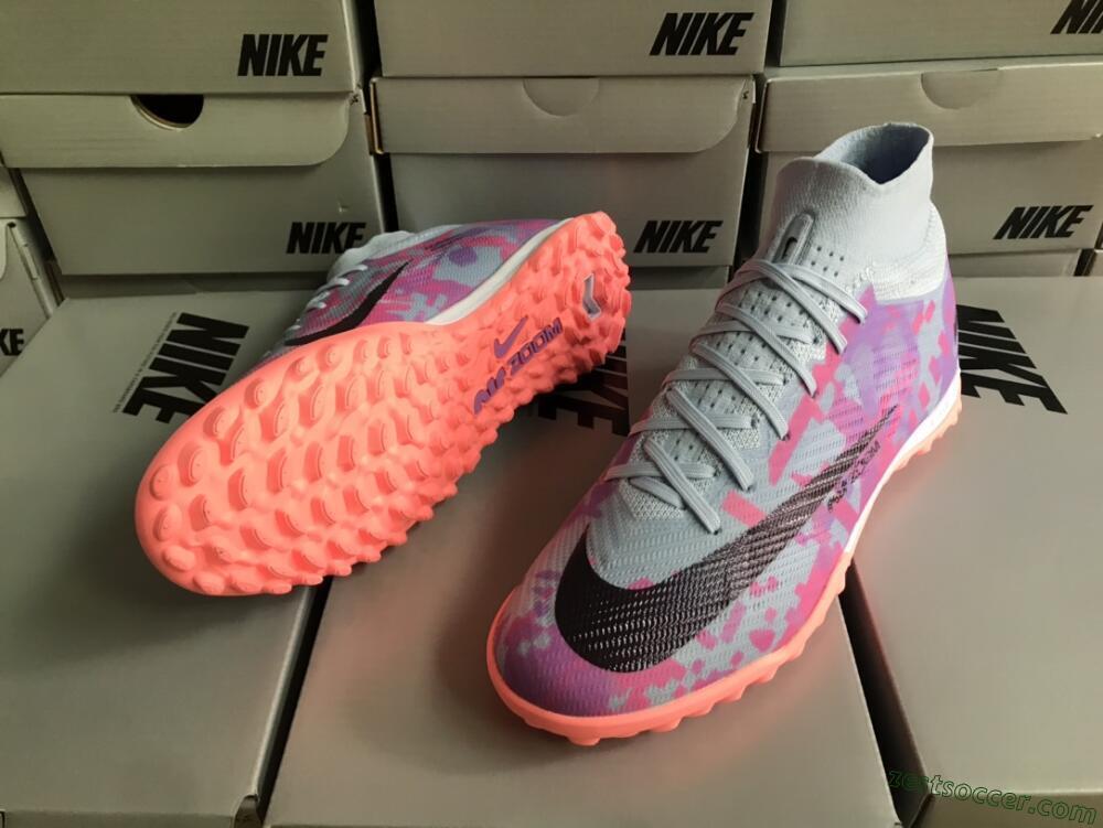 Nike Air Zoom Mercurial Superfly 9 Elite TF High-Tops Soccer Shoes - Blue/Purple/Red