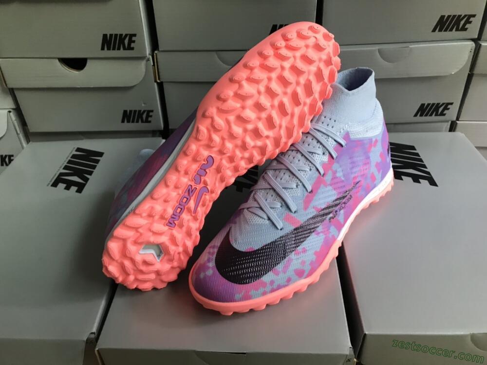 Nike Air Zoom Mercurial Superfly 9 Elite TF High-Tops Soccer Shoes - Blue/Purple/Red