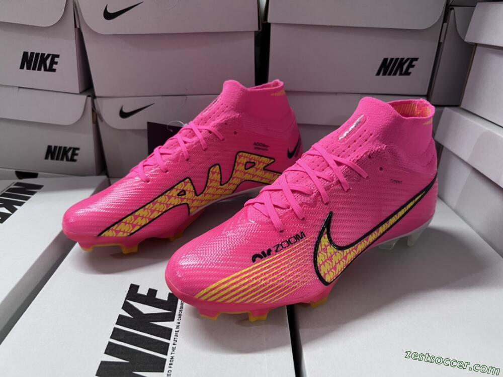 Nike Air Zoom Mercurial Superfly 9 Elite FG High-Tops Soccer Cleats - Red/Black/Yellow