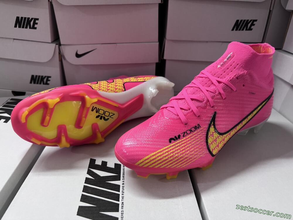 Nike Air Zoom Mercurial Superfly 9 Elite FG High-Tops Soccer Cleats - Red/Black/Yellow