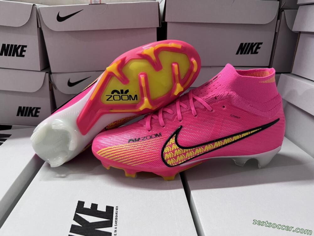 Nike Air Zoom Mercurial Superfly 9 Elite FG High-Tops Soccer Cleats - Red/Black/Yellow