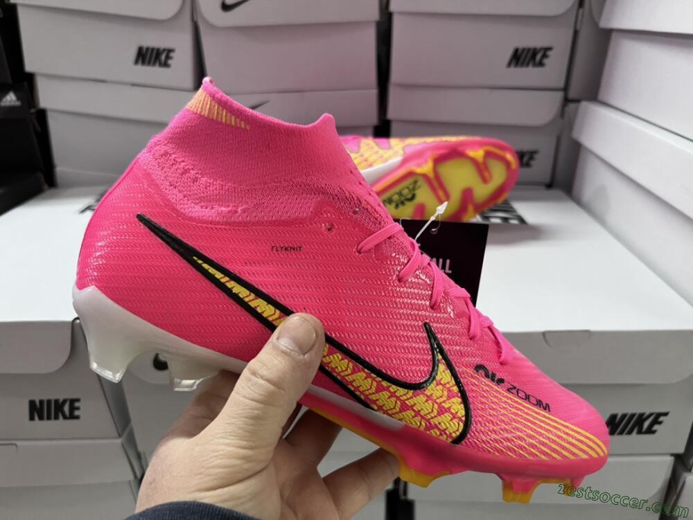 Nike Air Zoom Mercurial Superfly 9 Elite FG High-Tops Soccer Cleats - Red/Black/Yellow