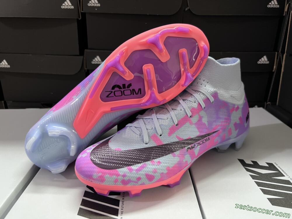 Nike Air Zoom Mercurial Superfly 9 Elite FG High-Tops Soccer Cleats - Blue/Purple/Pink