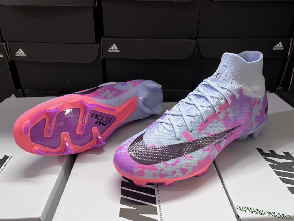 Nike Air Zoom Mercurial Superfly 9 Elite FG High-Tops Soccer Cleats - Blue/Purple/Pink