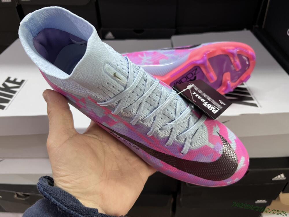 Nike Air Zoom Mercurial Superfly 9 Elite FG High-Tops Soccer Cleats - Blue/Purple/Pink