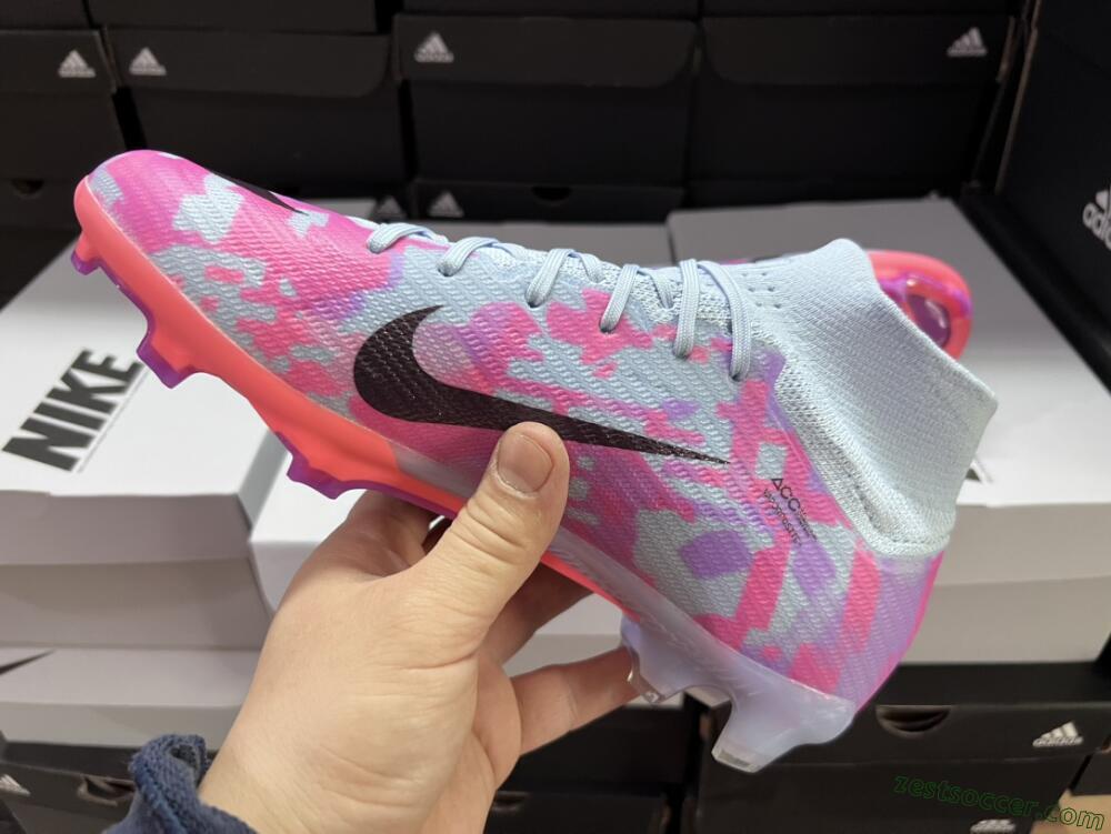 Nike Air Zoom Mercurial Superfly 9 Elite FG High-Tops Soccer Cleats - Blue/Purple/Pink