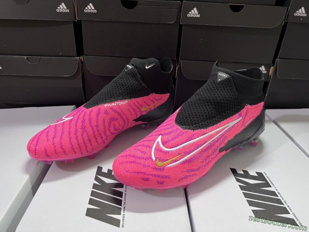 Nike Phantom GX Elite DF Link FG High-Tops Soccer Cleats - Pink/Black