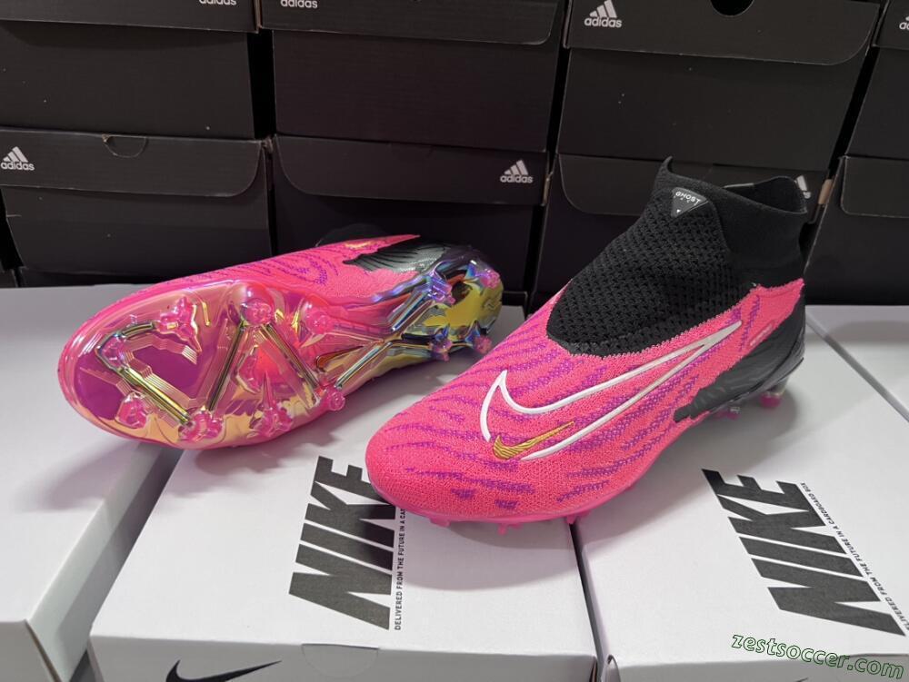 Nike Phantom GX Elite DF Link FG High-Tops Soccer Cleats - Pink/Black