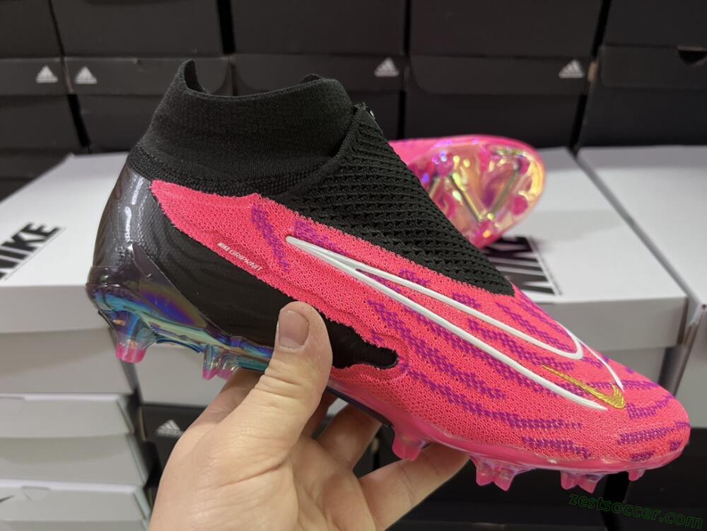 Nike Phantom GX Elite DF Link FG High-Tops Soccer Cleats - Pink/Black