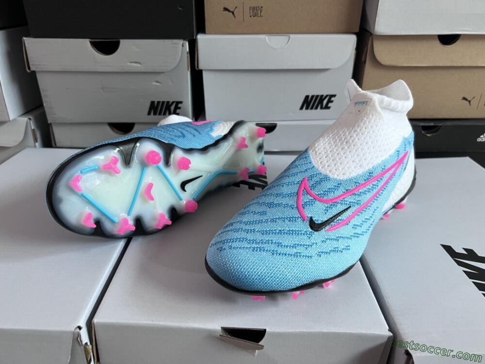 Nike Phantom GX Elite DF FG High-Tops Soccer Cleats - Blue/White/Pink