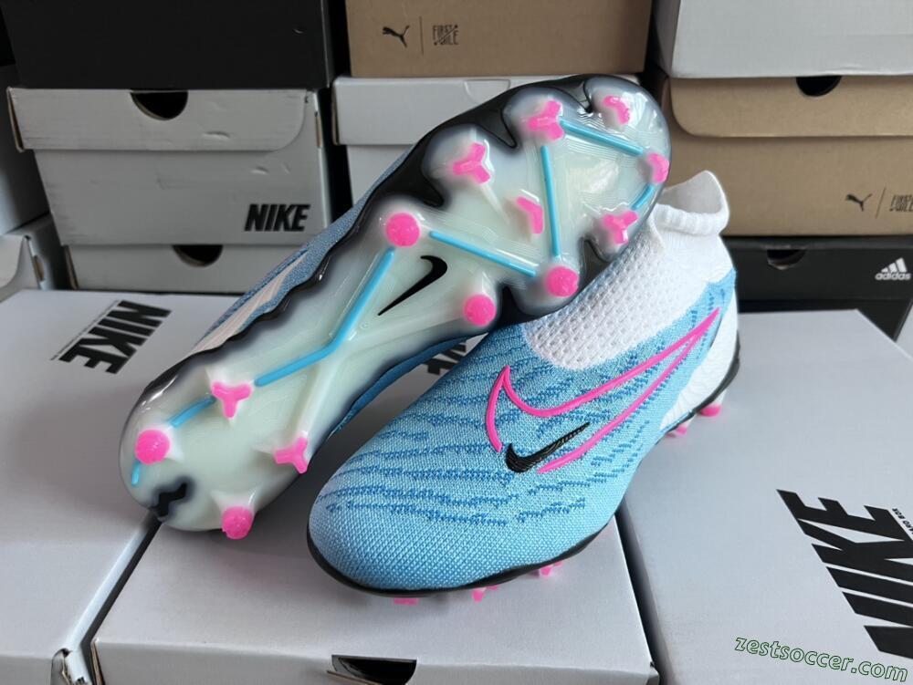 Nike Phantom GX Elite DF FG High-Tops Soccer Cleats - Blue/White/Pink