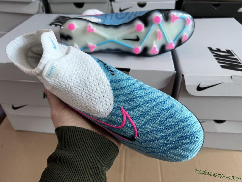 Nike Phantom GX Elite DF FG High-Tops Soccer Cleats - Blue/White/Pink