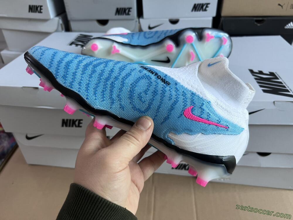 Nike Phantom GX Elite DF FG High-Tops Soccer Cleats - Blue/White/Pink