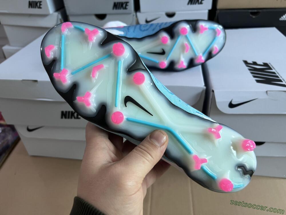 Nike Phantom GX Elite DF FG High-Tops Soccer Cleats - Blue/White/Pink
