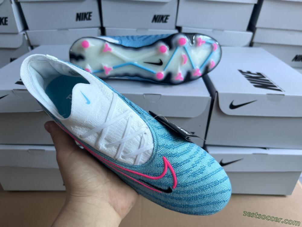 Nike Phantom GX Elite FG Low-Tops Soccer Cleats - Blue/White/Pink