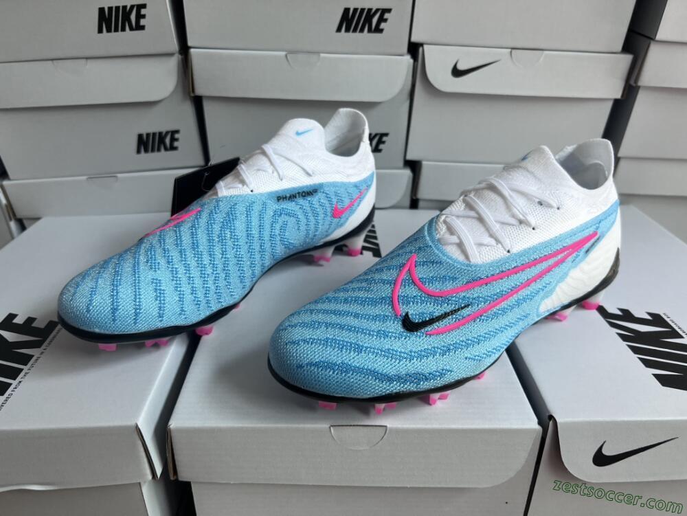 Nike Phantom GX Elite FG Low-Tops Soccer Cleats - Blue/White/Pink