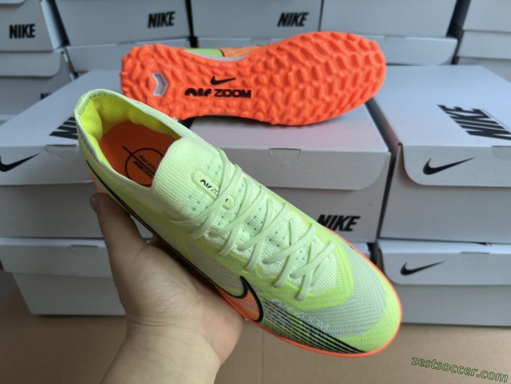 Nike Air Zoom Mercurial Vapor 15 Elite TF Low-Tops Soccer Shoes - Green/Black/Orange