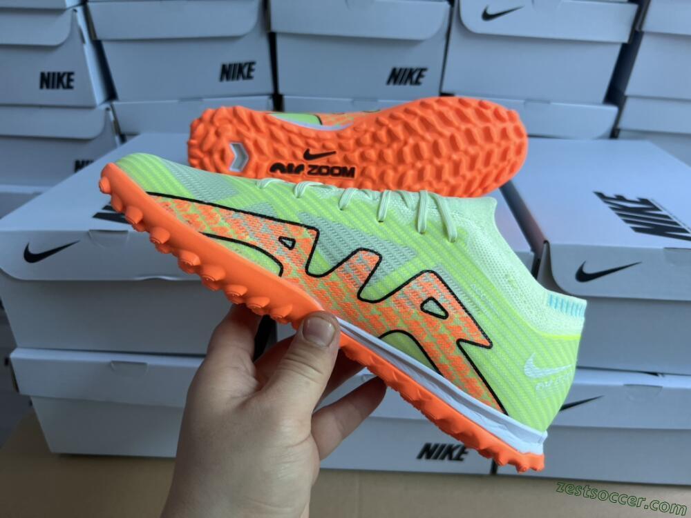 Nike Air Zoom Mercurial Vapor 15 Elite TF Low-Tops Soccer Shoes - Green/Black/Orange