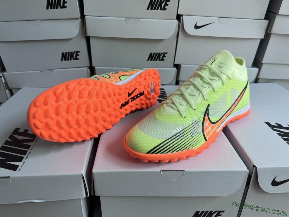 Nike Air Zoom Mercurial Vapor 15 Elite TF Low-Tops Soccer Shoes - Green/Black/Orange