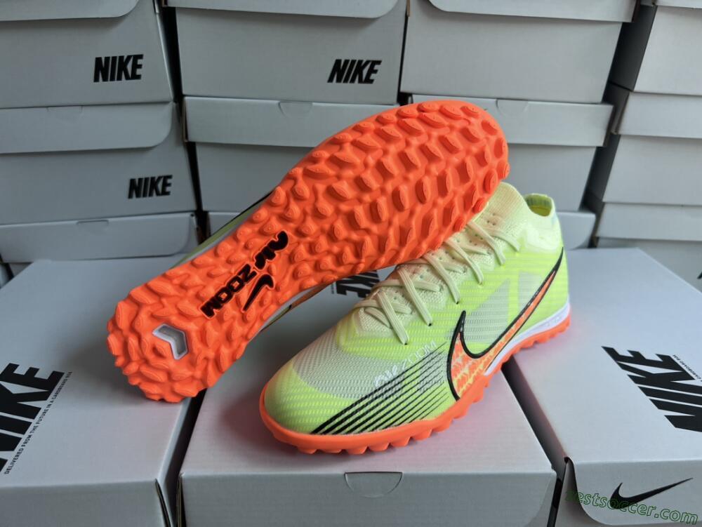 Nike Air Zoom Mercurial Vapor 15 Elite TF Low-Tops Soccer Shoes - Green/Black/Orange