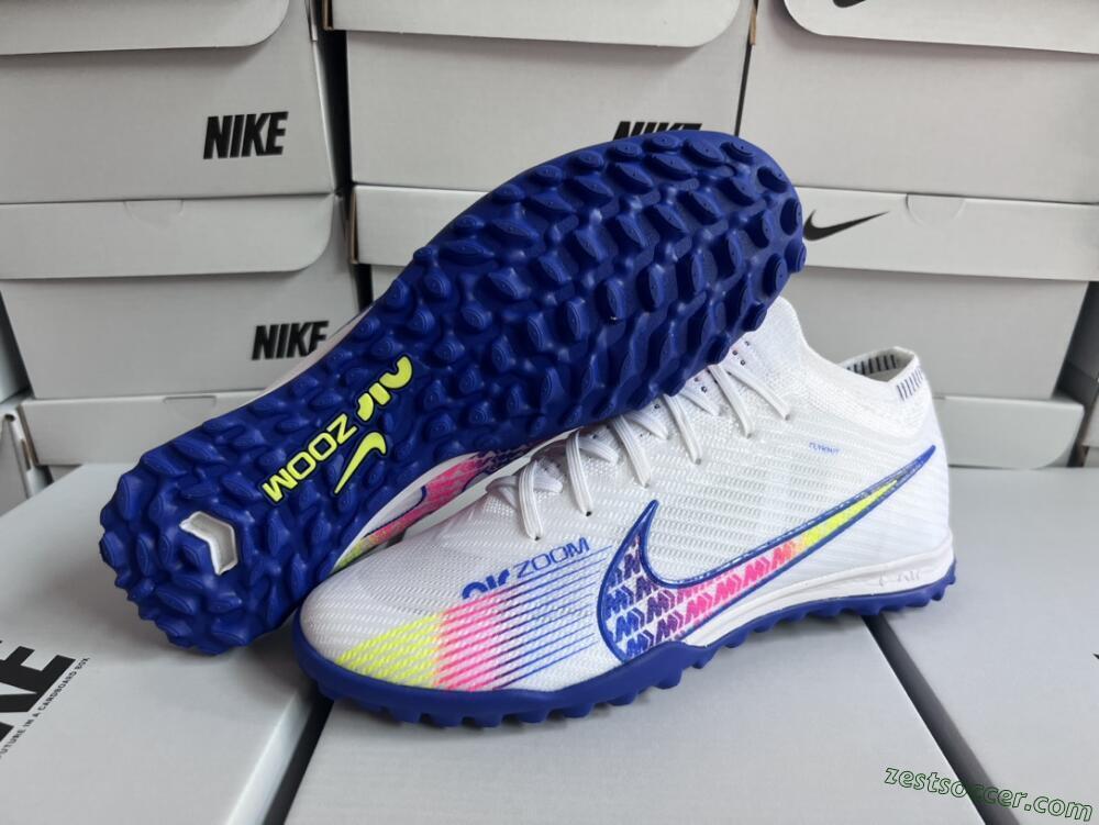 Nike Air Zoom Mercurial Vapor 15 Elite TF Low-Tops Soccer Shoes - White/Blue/Pink