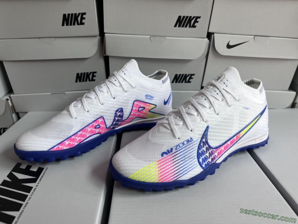 Nike Air Zoom Mercurial Vapor 15 Elite TF Low-Tops Soccer Shoes - White/Blue/Pink