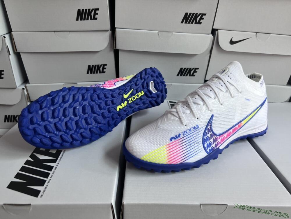 Nike Air Zoom Mercurial Vapor 15 Elite TF Low-Tops Soccer Shoes - White/Blue/Pink