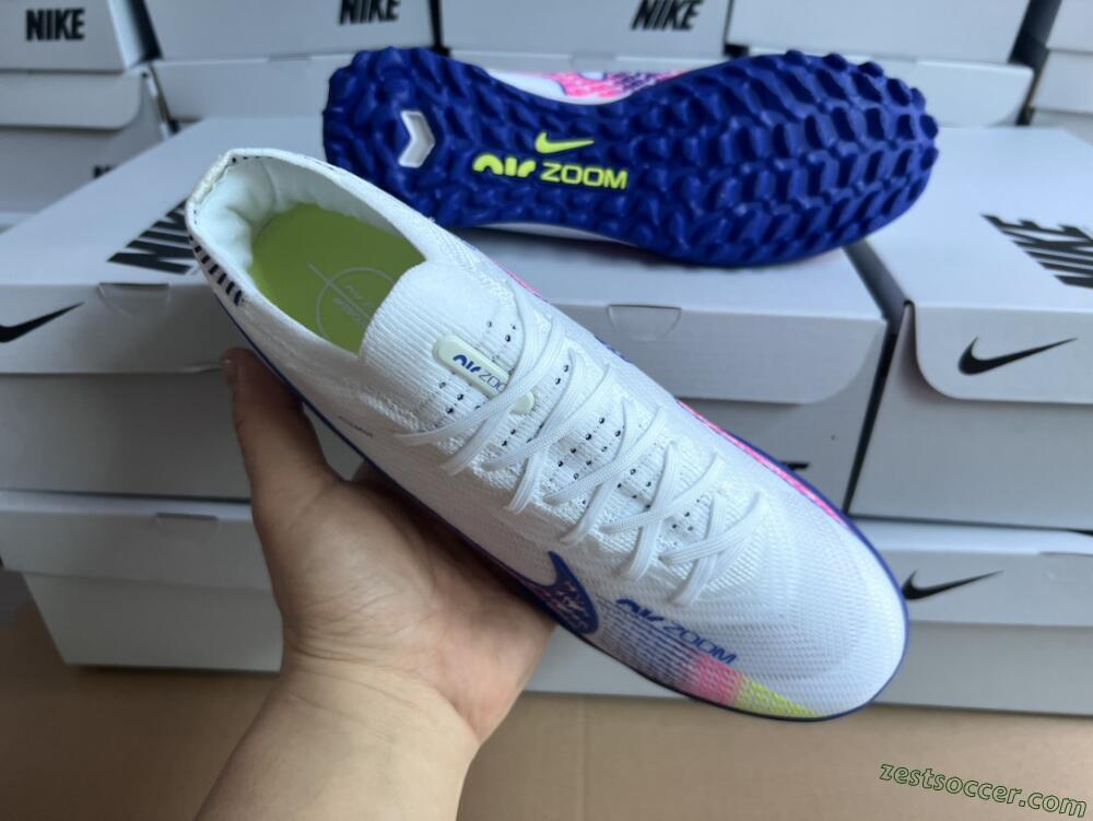 Nike Air Zoom Mercurial Vapor 15 Elite TF Low-Tops Soccer Shoes - White/Blue/Pink