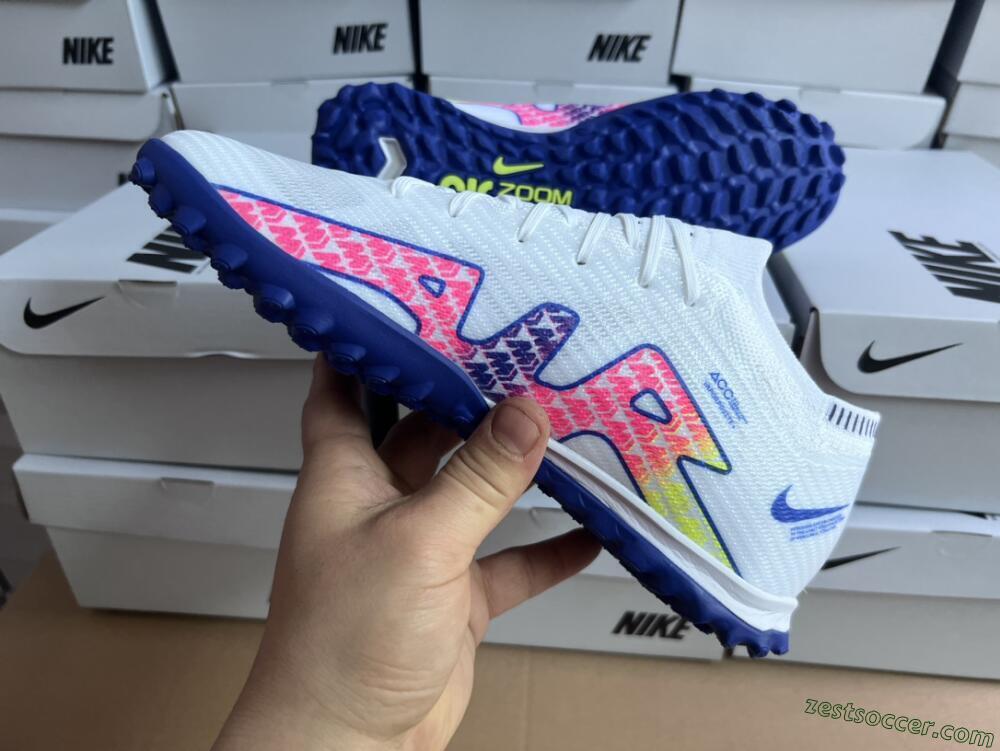 Nike Air Zoom Mercurial Vapor 15 Elite TF Low-Tops Soccer Shoes - White/Blue/Pink