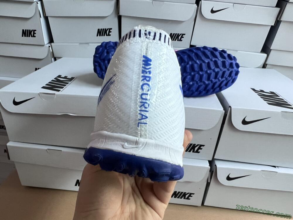 Nike Air Zoom Mercurial Vapor 15 Elite TF Low-Tops Soccer Shoes - White/Blue/Pink